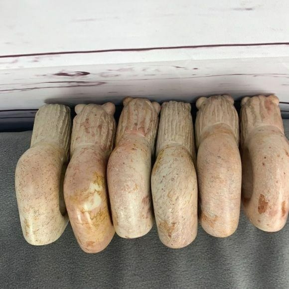 Kissi Stone Kenya Lion Hand carved Napkin Holders Rings Kenya Africa - Picture 5 of 5